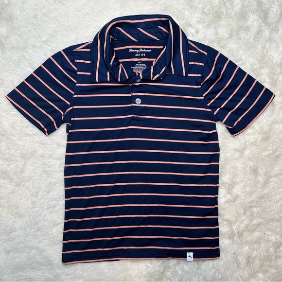 Tommy Bahama Polo Shirt Blue and Pink Striped Size 6 - Picture 1 of 16